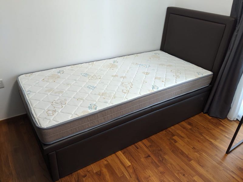 Single Bed Full Set w Storage Bed Frame, Furniture & Home Living