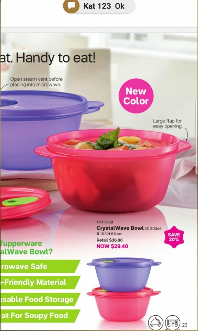 Large Tupperware Crystalwave Bowls with Seals (2) - household