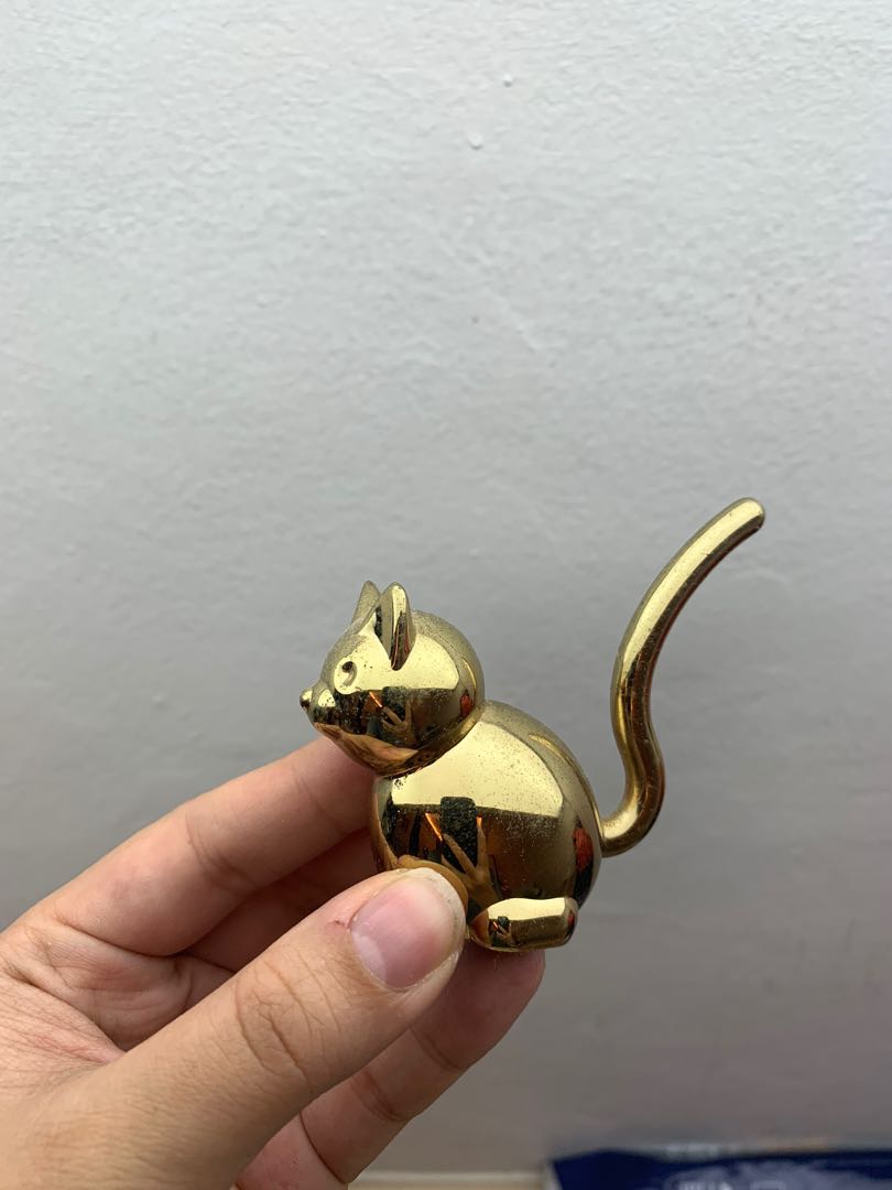 Umbra shiny gold cat ring holder statue decor piece paperweight