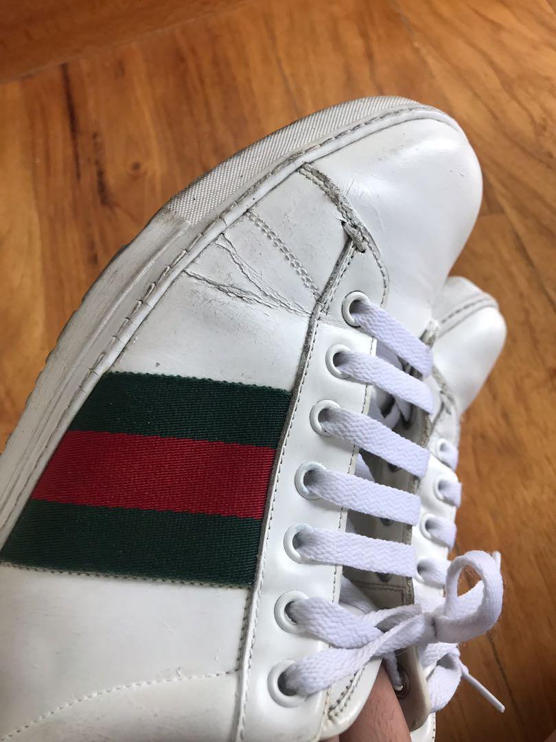 Vintage Gucci Ace Sneakers plain white 39.5 39 1/2, Women's Fashion,  Footwear, Sneakers on Carousell