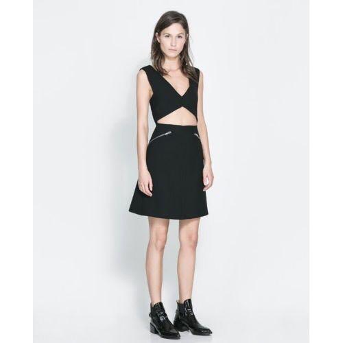 Zara Cut Out Zipper Dress Black, Fesyen 
