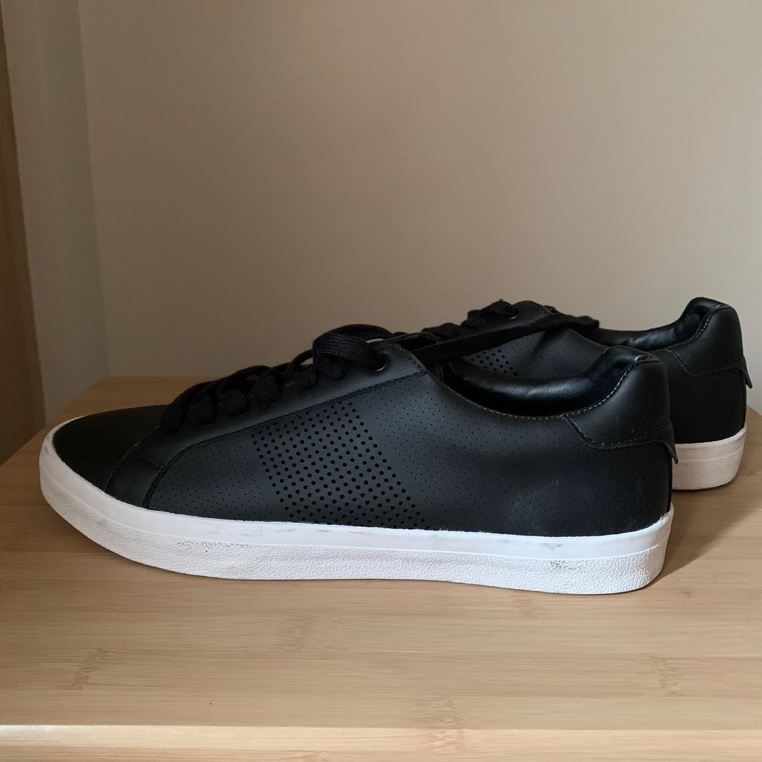 black and white leather sneakers