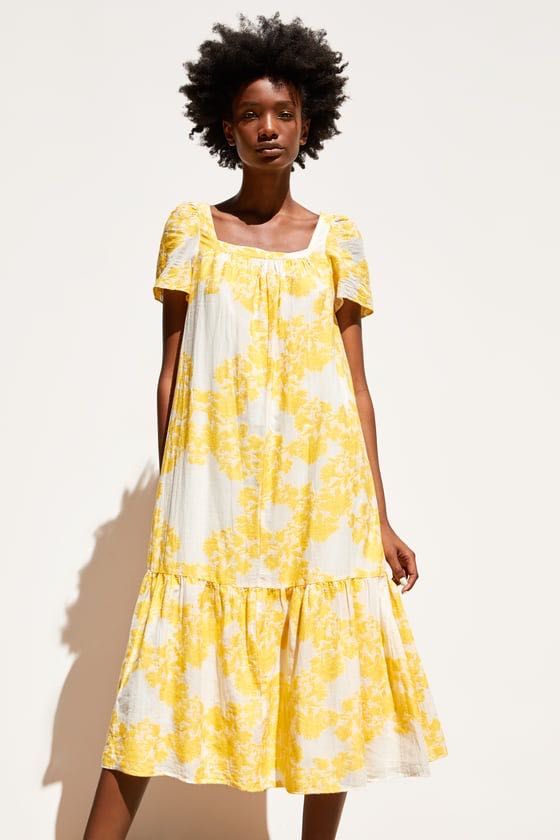 Yellow and white midi dress clearance