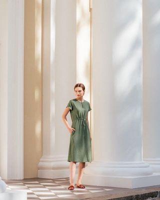Larien drawstring midi dress