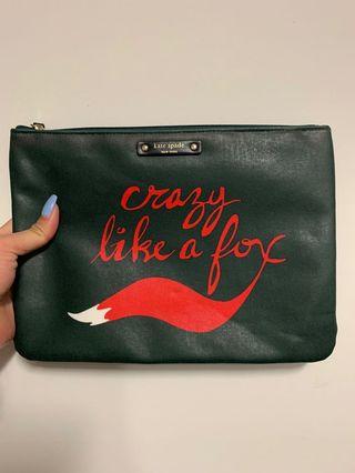 AUTH Brand New KATE SPADE Green ‘Crazy Like A Fox’ Clutch Pouch Wallet Bag - NEW