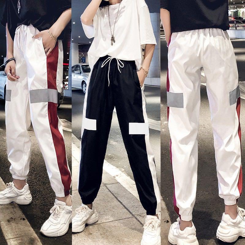 Black Reflective Sweatpants, Y2k Streetwear Sweatpants