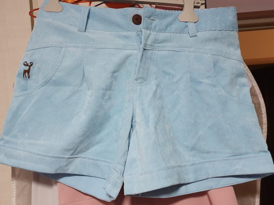 baby blue velvet shorts