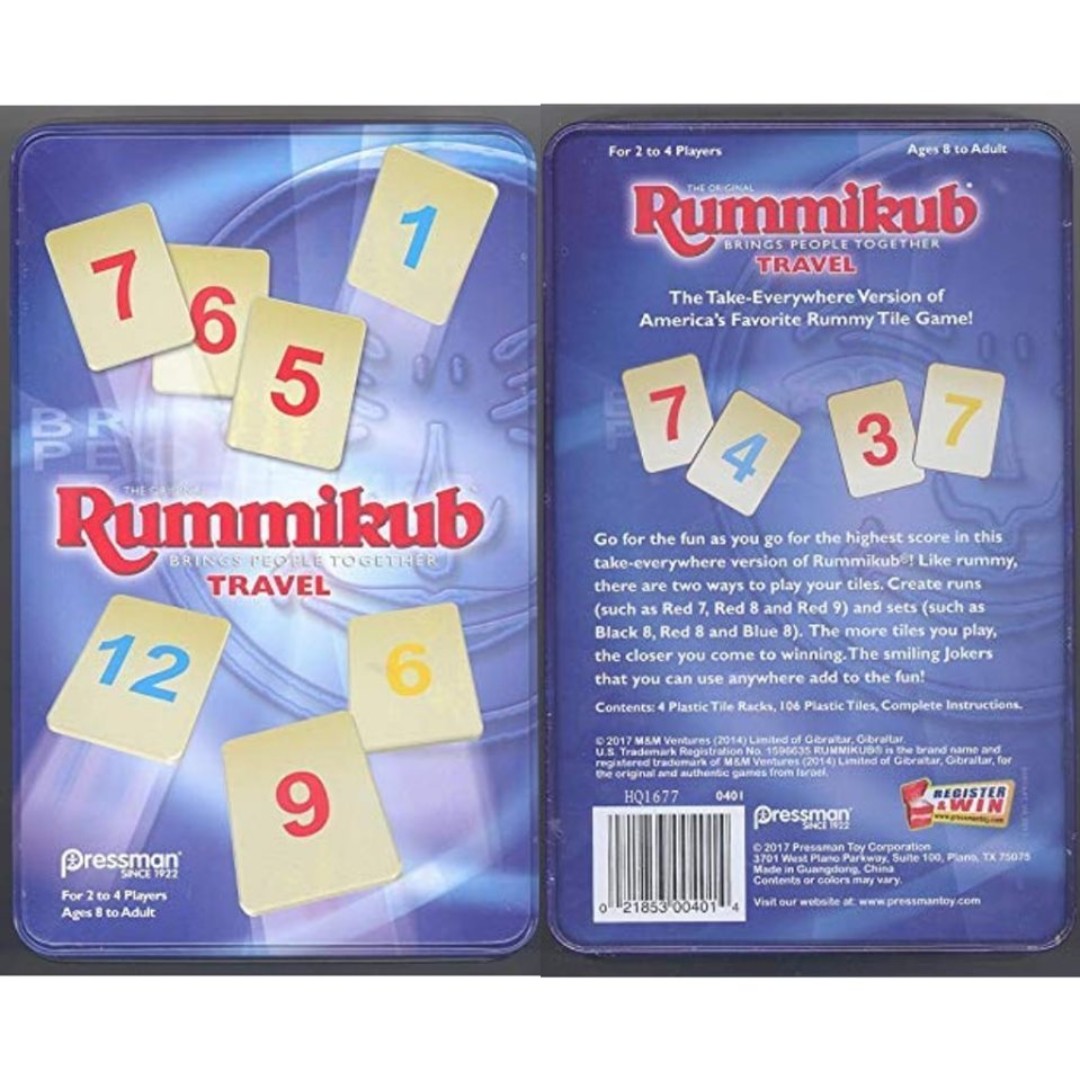 BNIP Rummikub In Tin box by Pressman Travel Edition, Hobbies & Toys