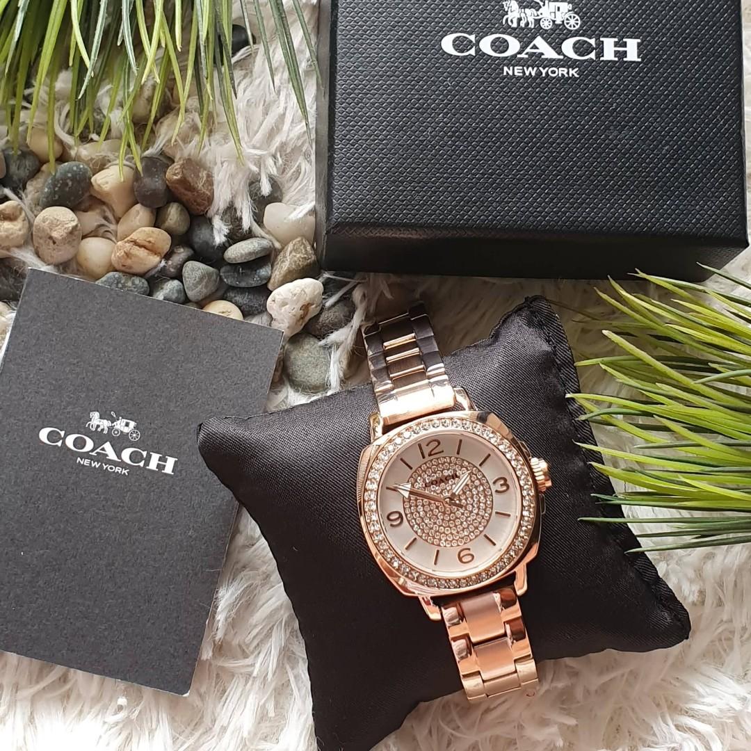 Coach 14502002 Women's Boyfriend White Face Small Glitz SS Bracelet Rose Gold  Watch, Women's Fashion, Watches & Accessories, Watches on Carousell