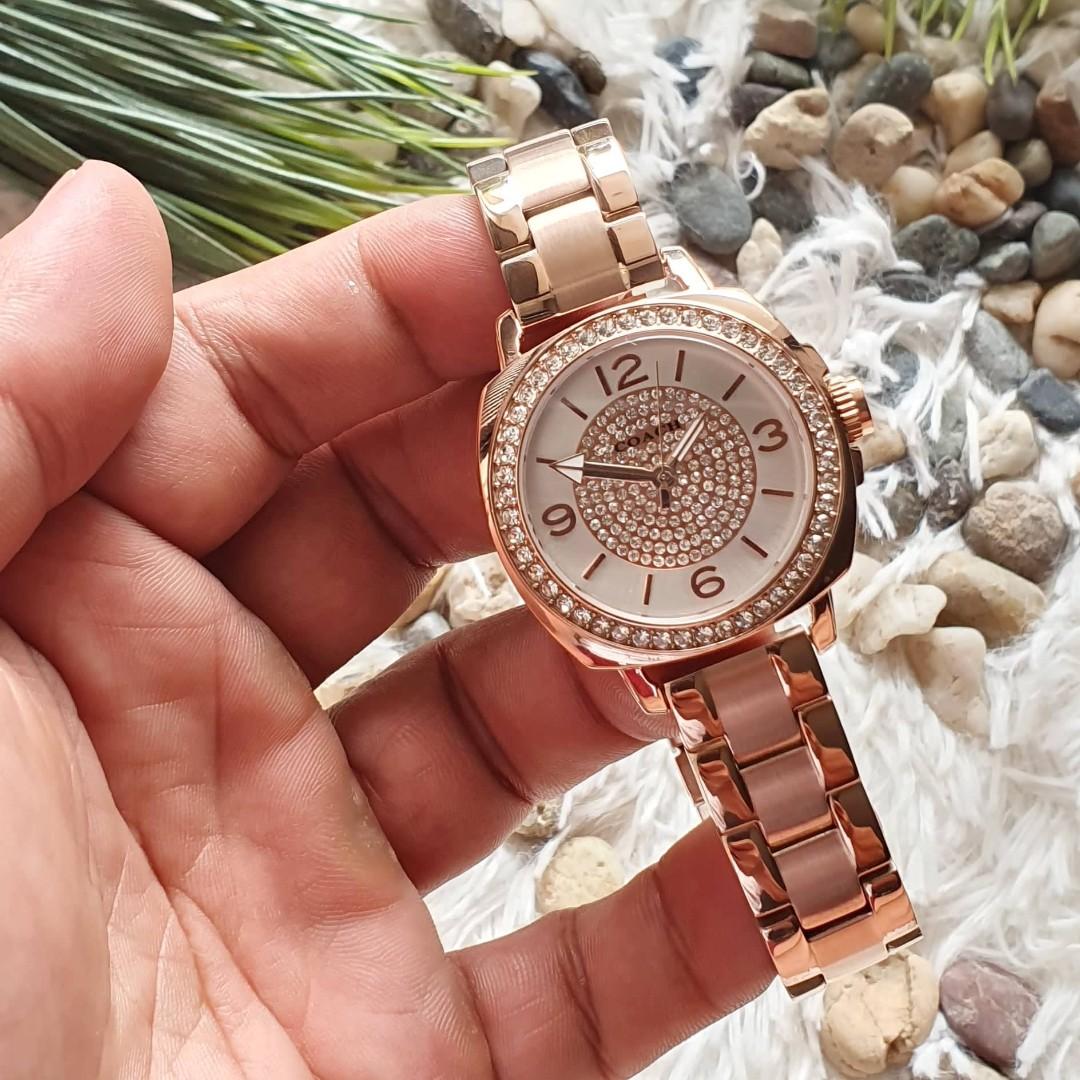 Coach boyfriend shop rose gold watch
