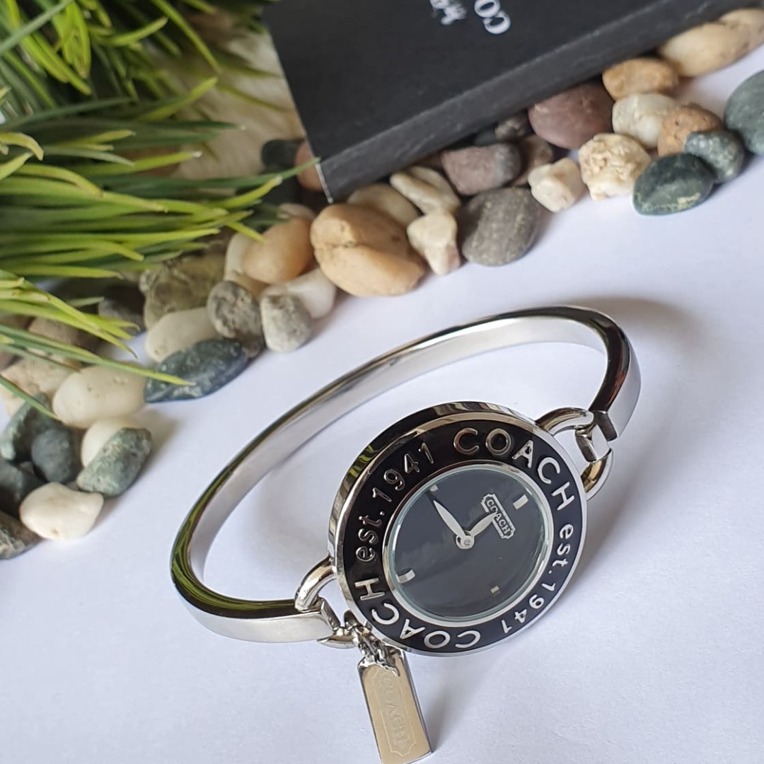 Coach Phoebe Bangle Stainless Steel Black Buckel with Black Face Dial Women s Watch T Women s Fashion Watches Accessories Watches on Carousell