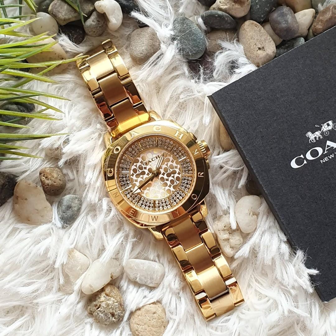 Coach Women s 14501994 Mini Boyfriend Gold Tone Stainless Pave