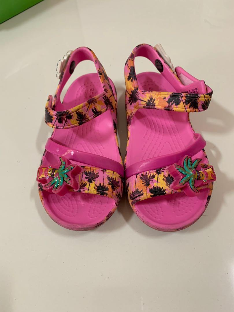 pink crocs with palm trees