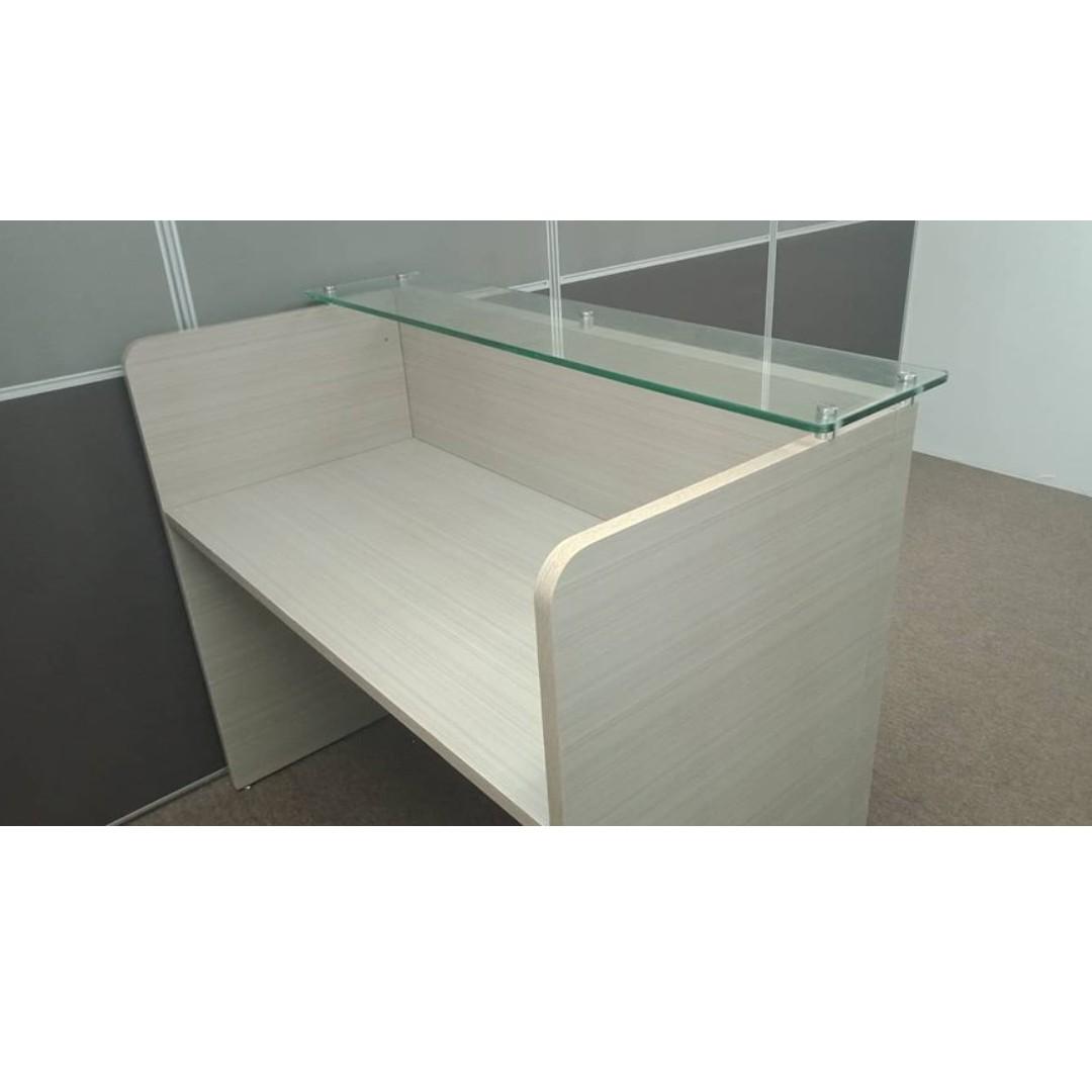 Customize Laminated Reception Desk Glass Counter Top Office Funiture Partition Home Furniture Furniture Fixtures Office Furniture On Carousell