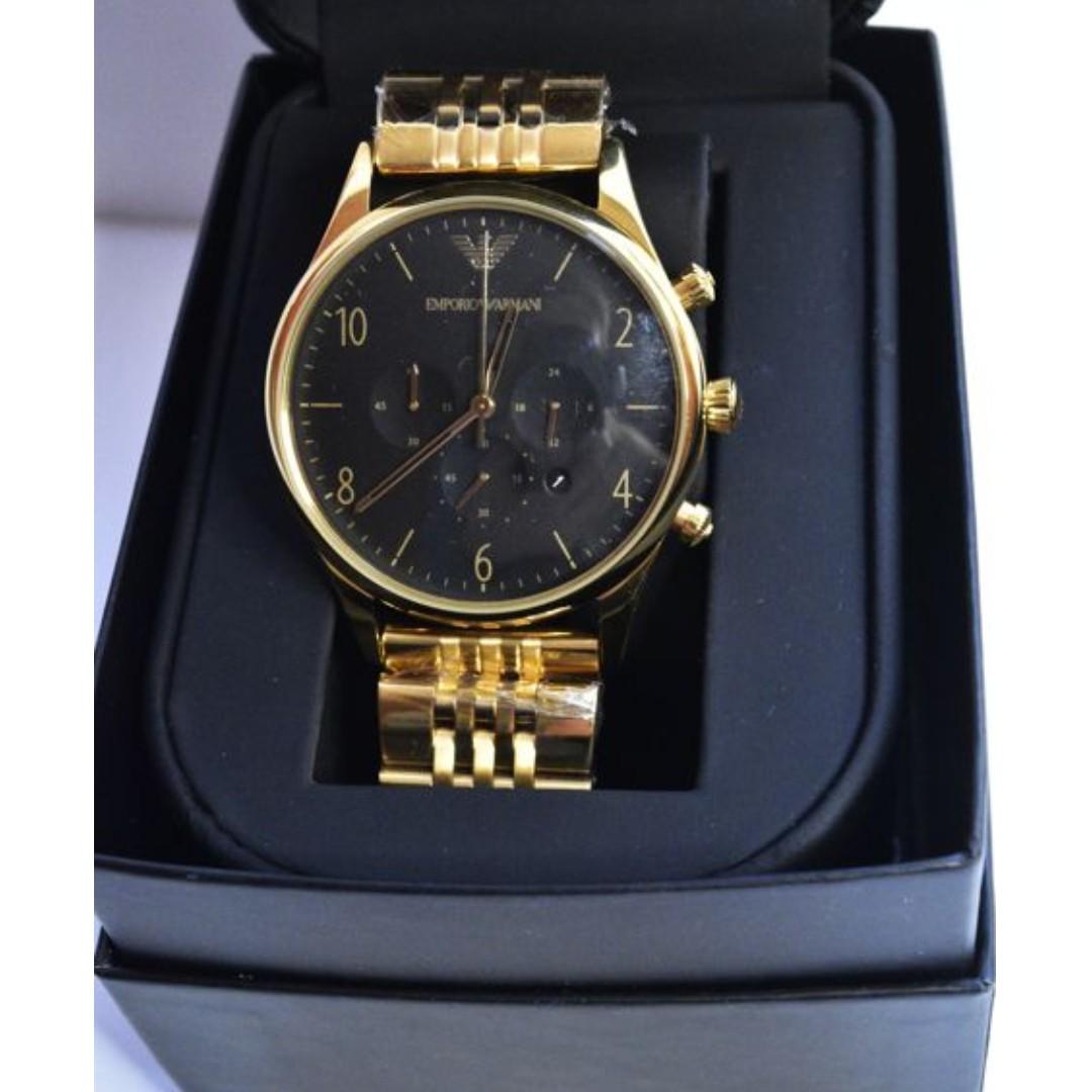 Emporio Armani Classic Black Dial Gold 