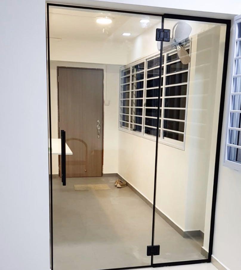Black Frame Glass Door Home Services Renovations On Carousell