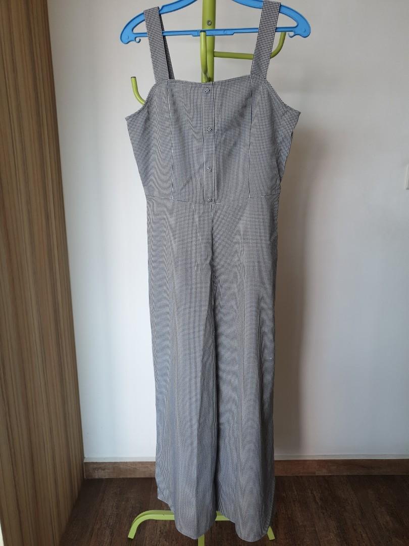 Grey checkered jumpsuit clearance