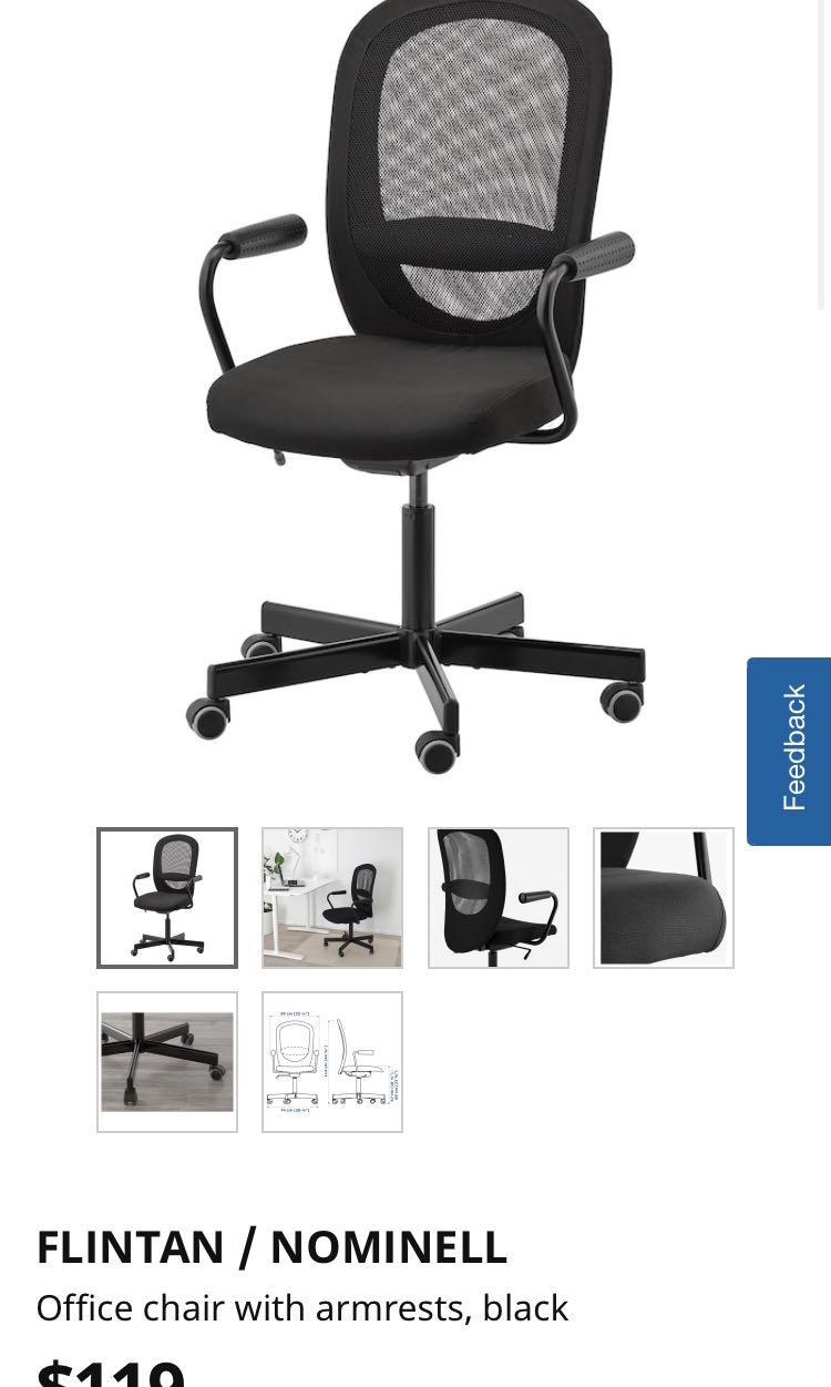 FLINTAN Office chair with armrests, black - IKEA