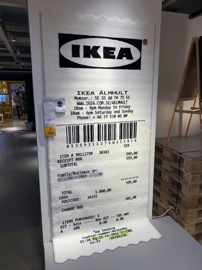 Virgil Abloh x IKEA MARKERAD "RECEIPT" Rug 201x89 CM NEW