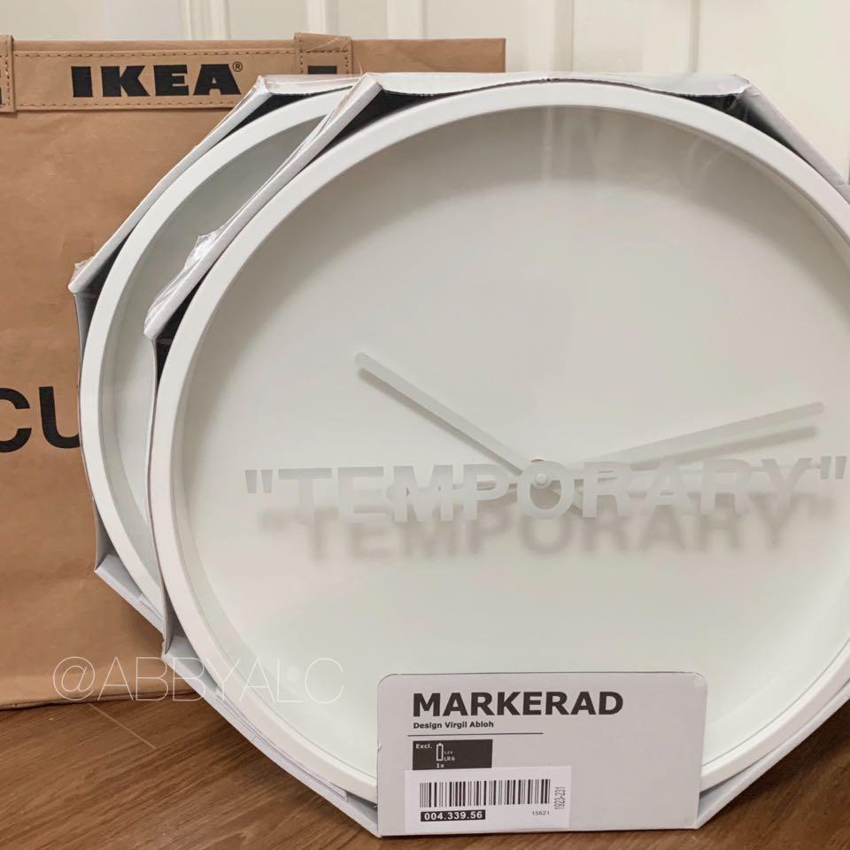 IKEA x VIRGIL ABLOH/OFF-WHITE MAKERAD “TEMPORARY” CLOCK, Home & Furniture  on Carousell