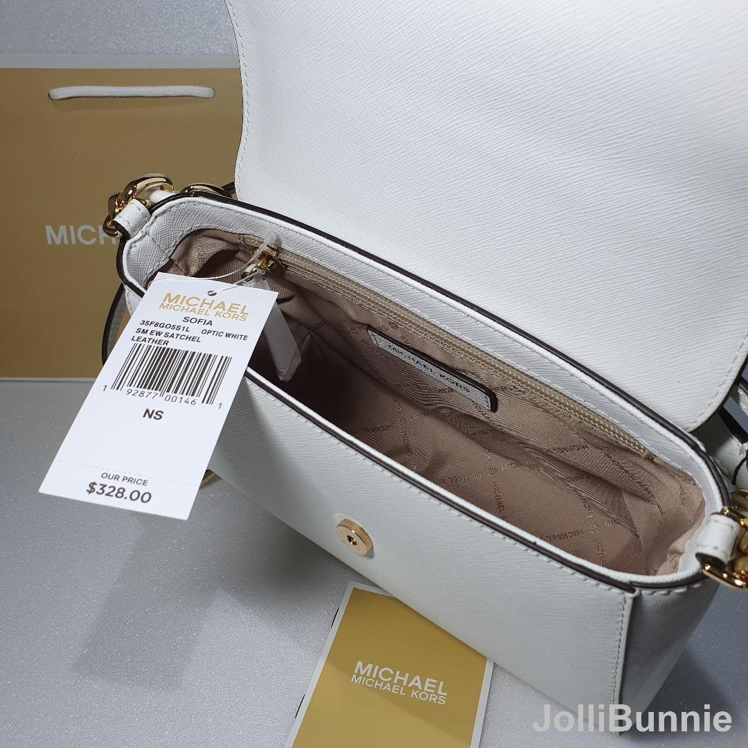 MICHAEL KORS Sofia Small Saffiano Leather Satchel Crossbody Bag Optic White 35F8GO5S1L michael kors Bag sling bag