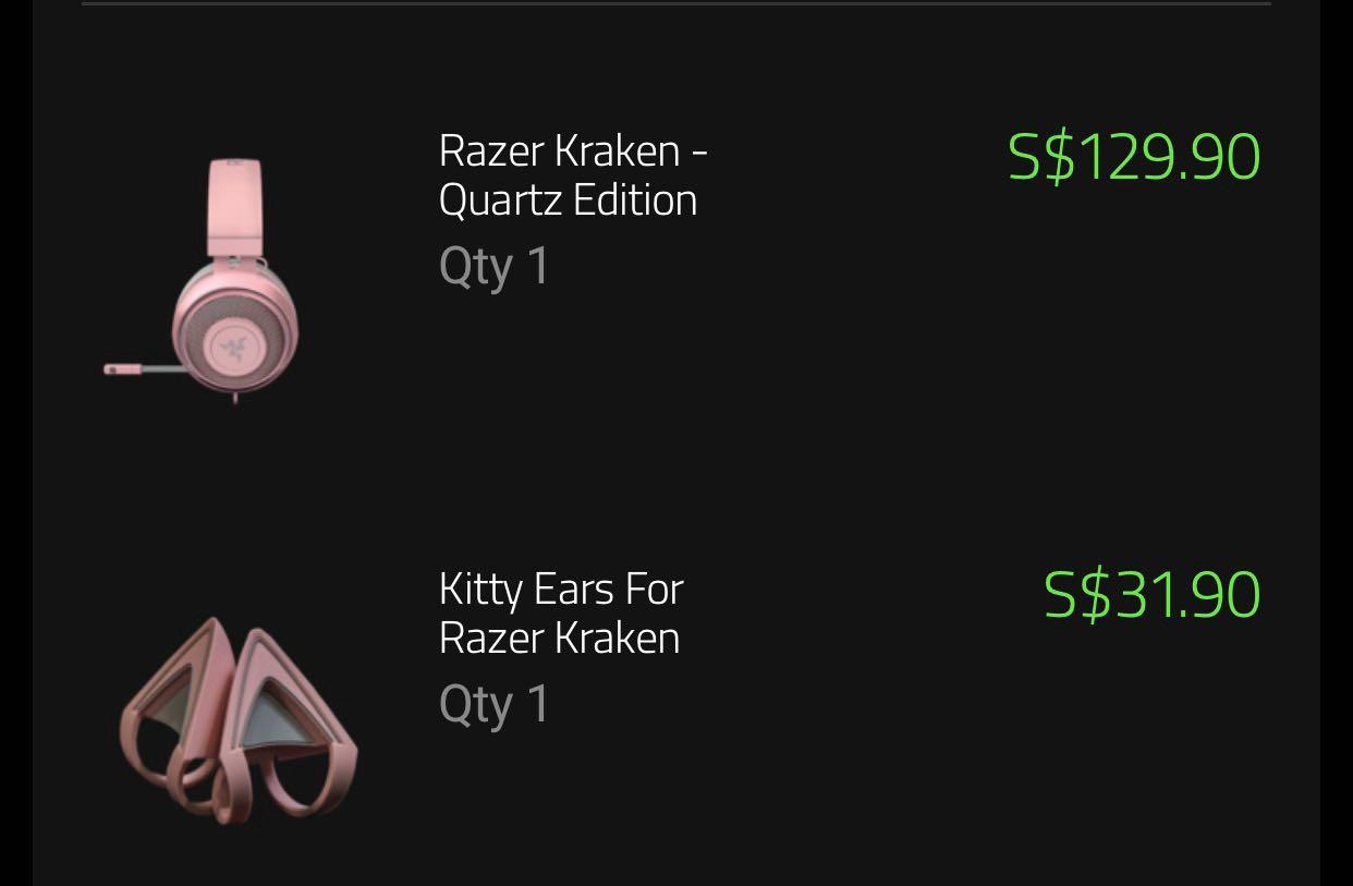 Razer Quartz Kraken Pro V2 With Separated Kitty Ears Toys Games