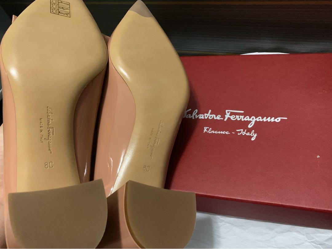 Salvatore Ferragamo ALICE 55 5cm New Blush Patentcalf, 女裝, 鞋