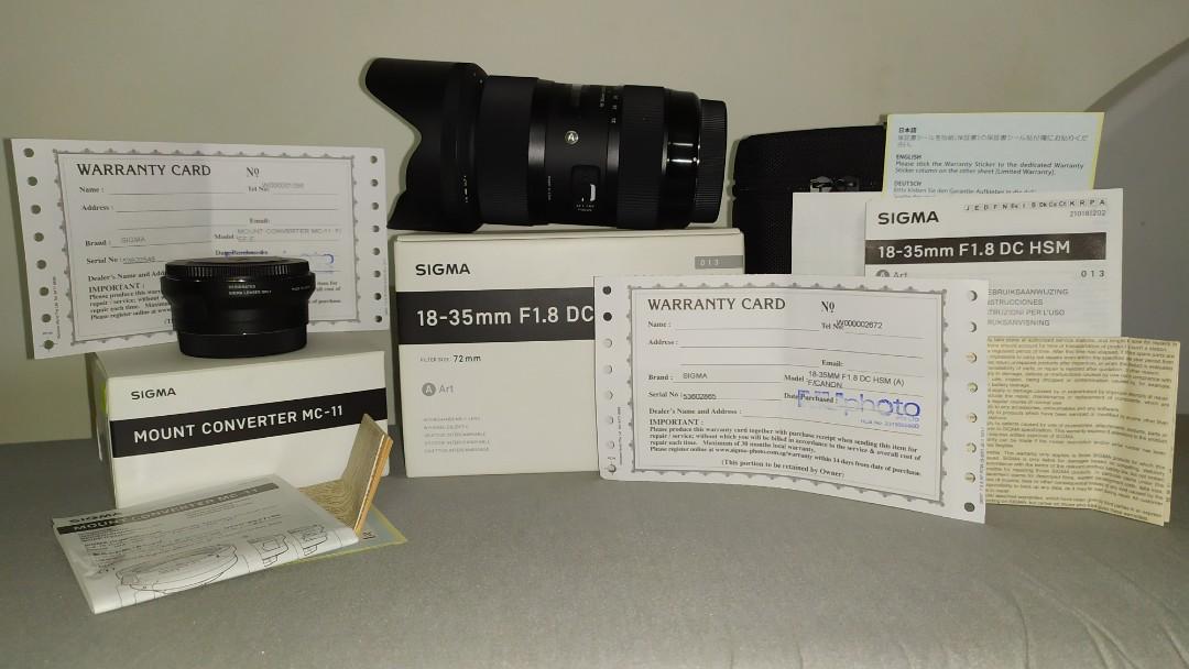 Sigma 18 35mm F1 8 Dc Hsm Art Lens Canon Mount Only Photography Lenses On Carousell