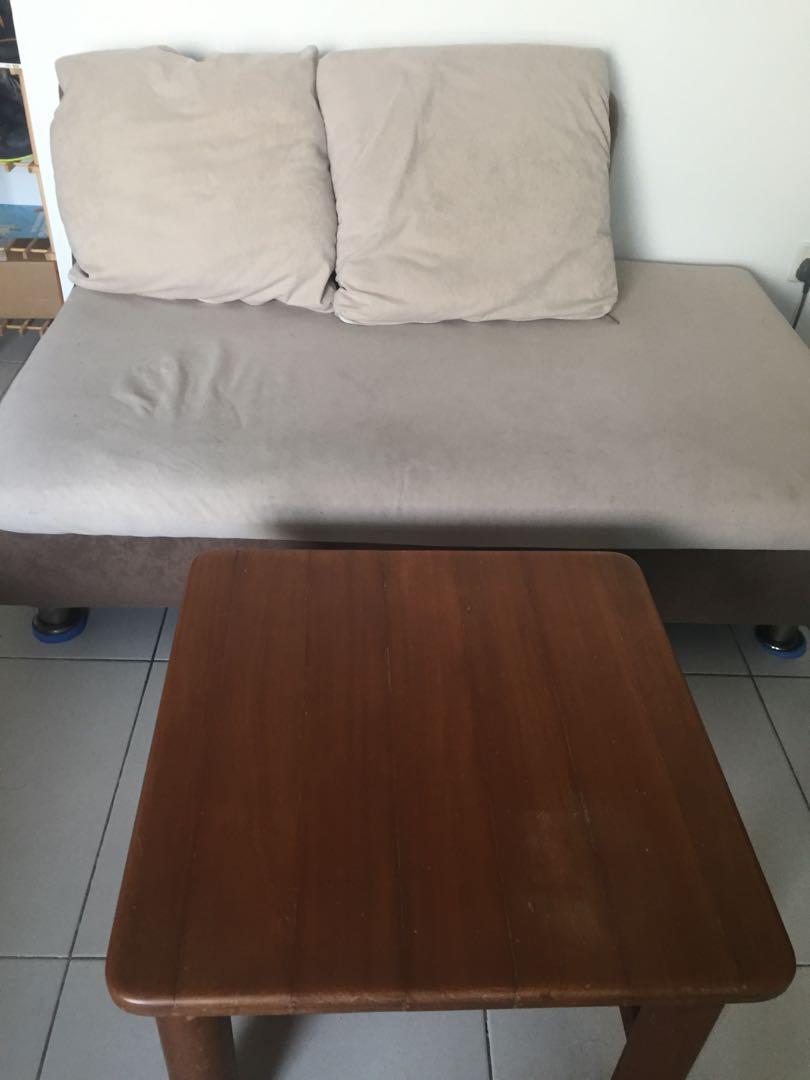 Sofa & Table Set (Category: Sofas) located in Singapore. Submitted by grateful.me (Listing ID 260516782, Image 1). Description: Price is negotiable. Sofa seat and sofa cushions are machine washable. Table can be used as a side table or a coffee table..