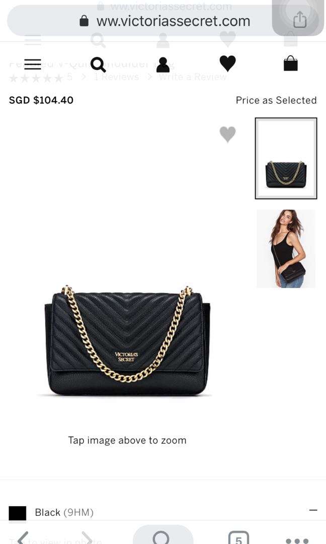 Victoria Secret Black Pebbled V Quilt Shoulder Bag Women s