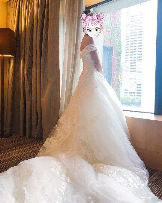 White gown with train clearance