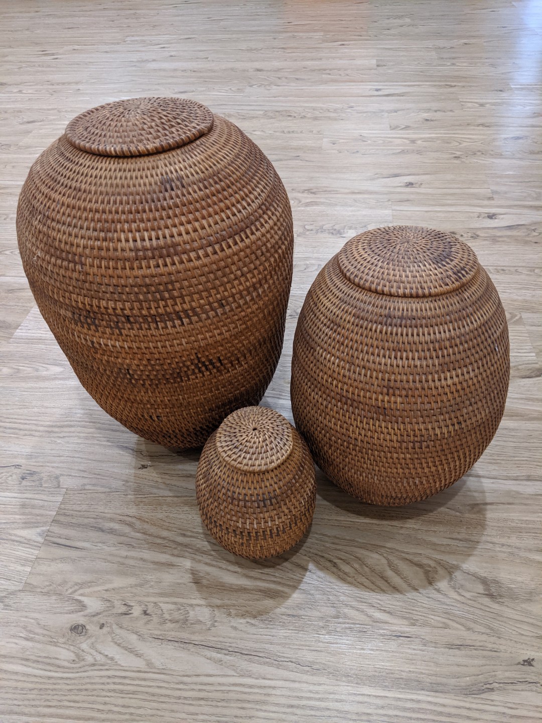 Woven Rattan Covered Jars, Furniture & Home Living, Home Decor, Vases