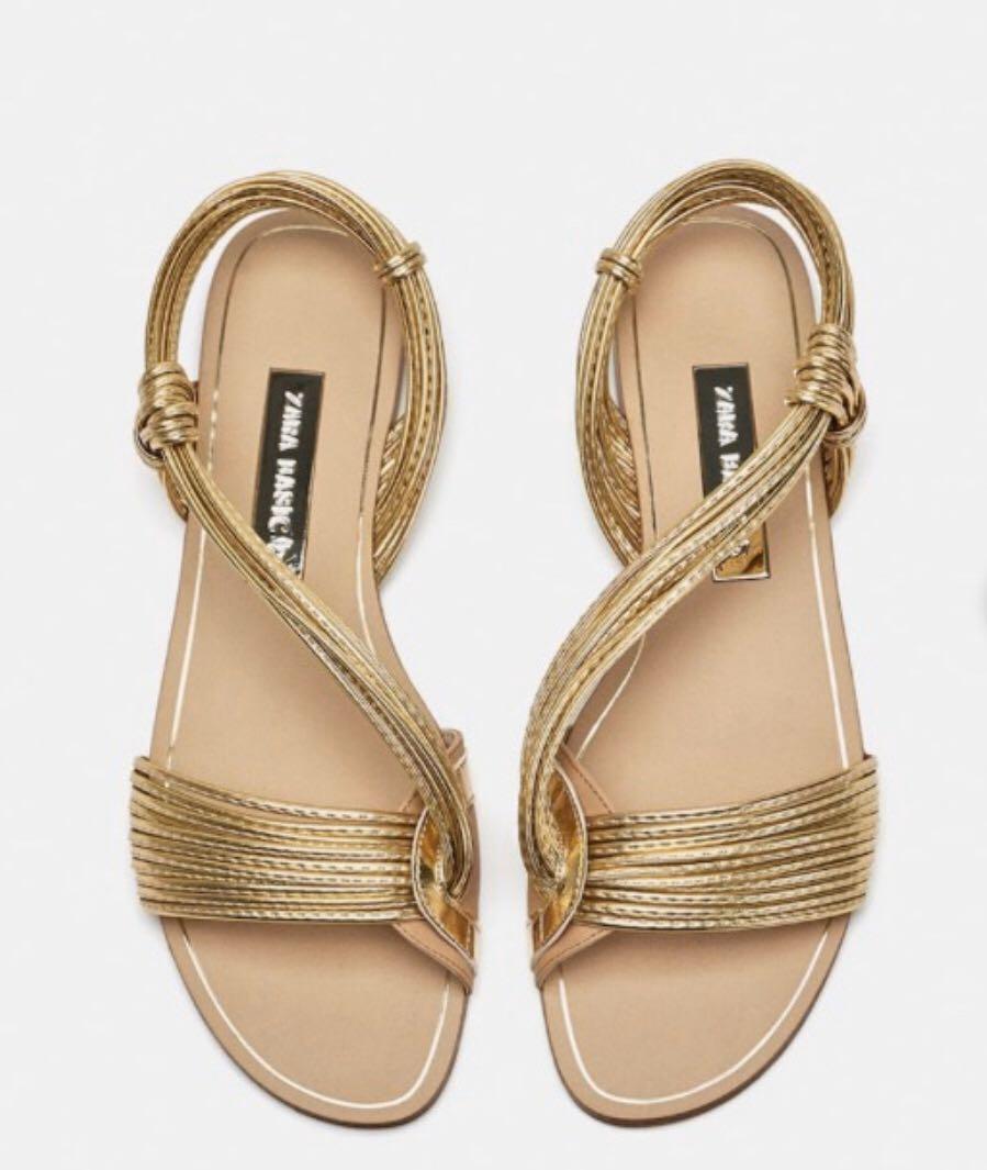 zara gold sandals