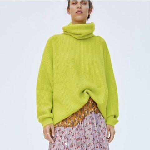 zara neon oversized sweater