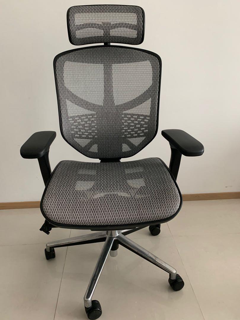 Ergohuman Chair Enjoy Light Grey Mesh Furniture Tables Chairs On Carousell