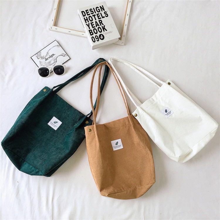Korean corduroy hotsell tote bag
