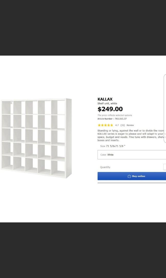 Ikea Kallax 5x5 cube with doors and drawers, Furniture & Home Living
