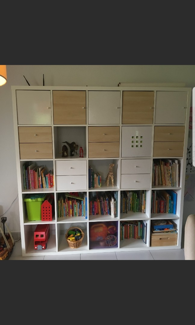 Ikea Kallax 5x5 cube with doors and drawers, Furniture & Home Living