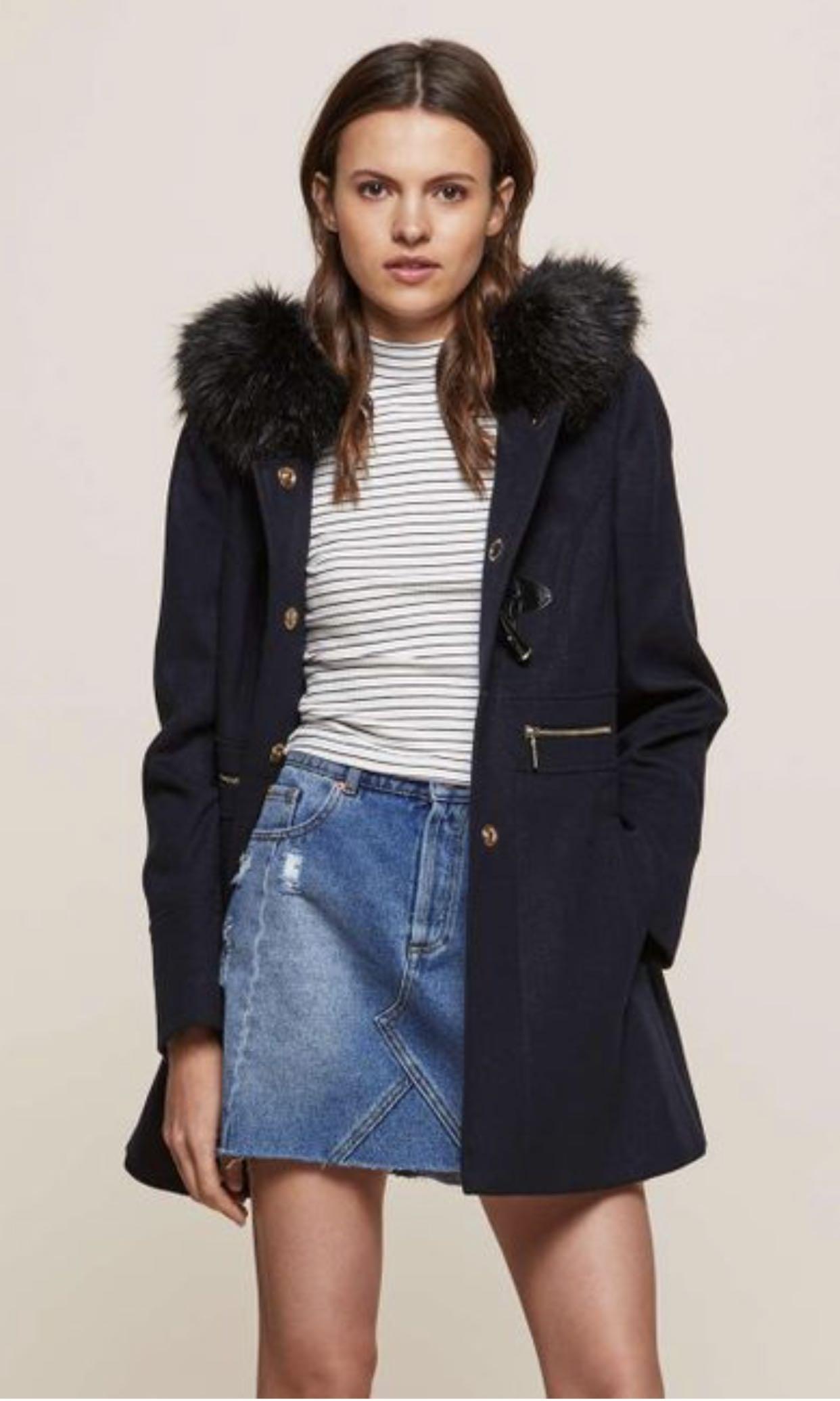 Miss Selfridge Navy Blue Duffle Trench Coat