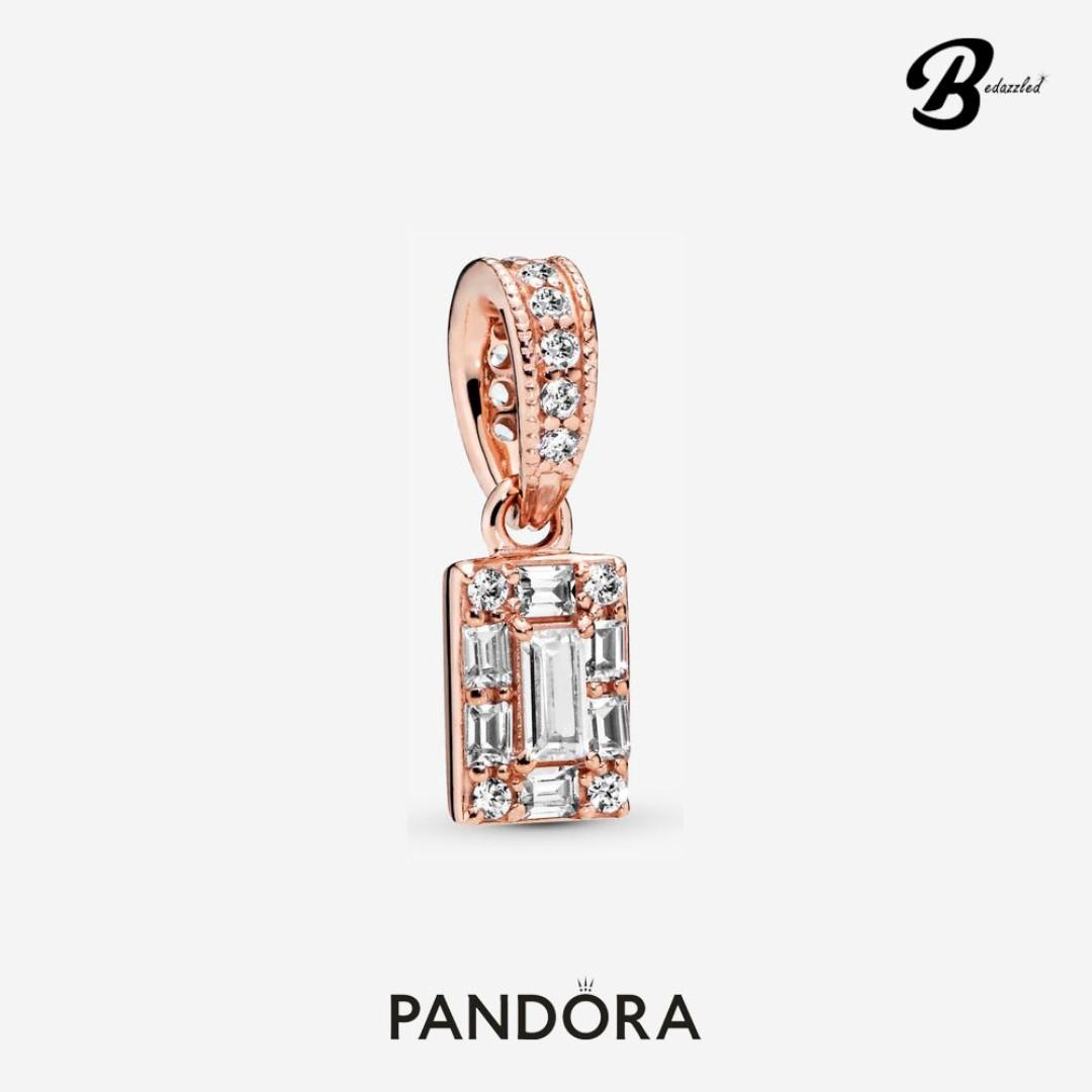Pandora Sparkling Square Halo Pendant 387543CZ Authentic Women s