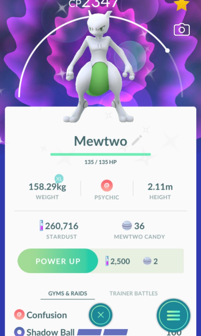 SHADOWBALL MEWTWO Pokemon Go Limited, Video Gaming, Gaming