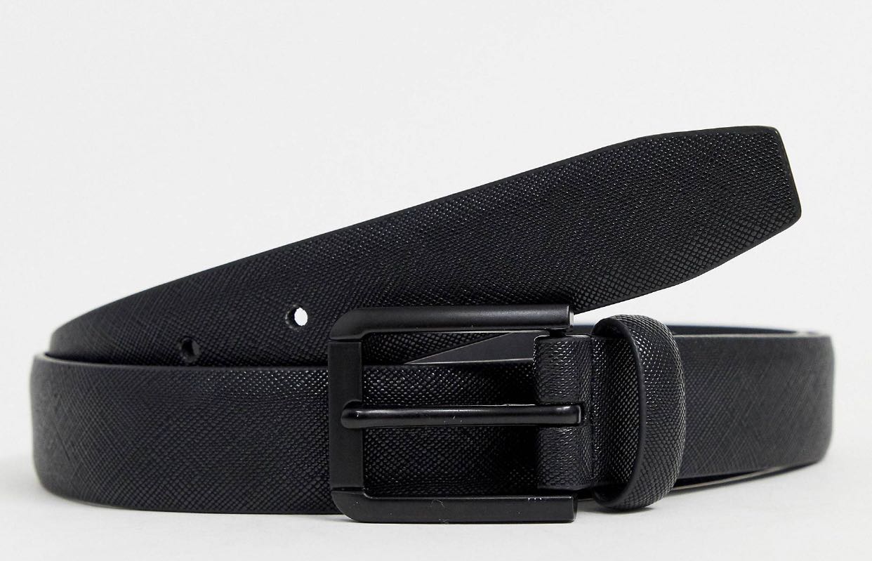 River Island belt in matte black, Men's Fashion, Watches & Accessories