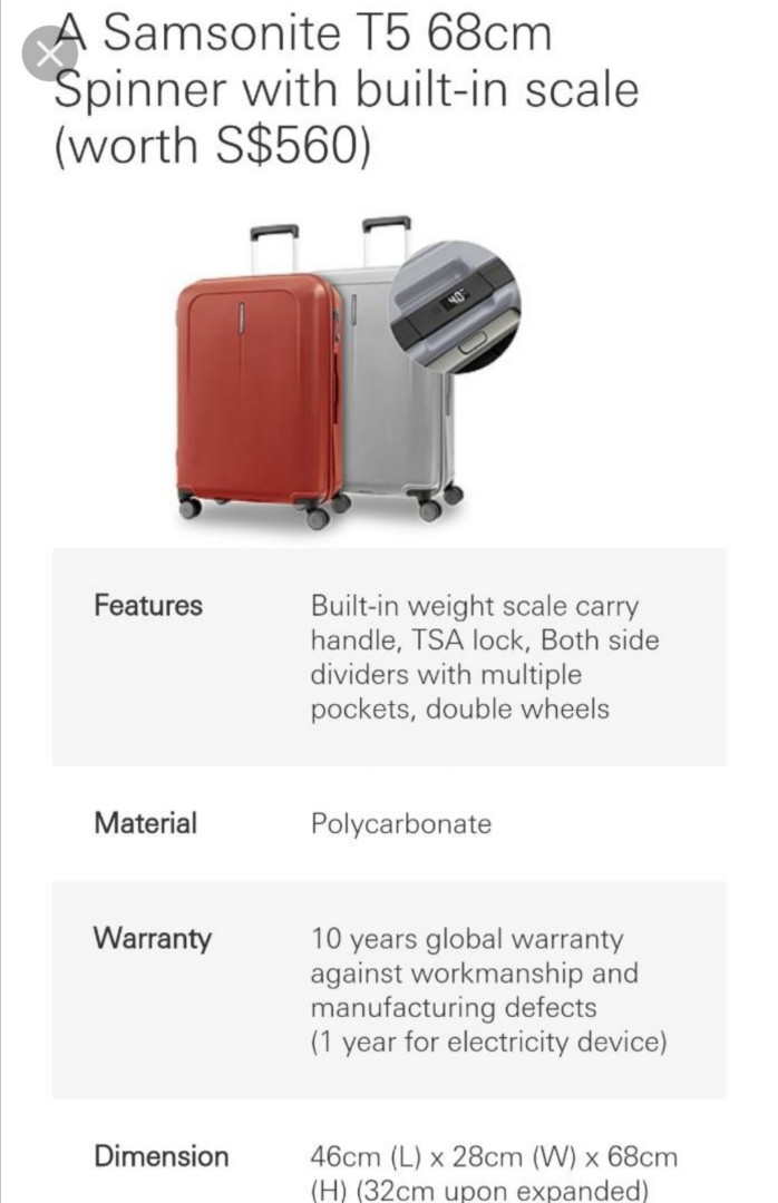 Samsonite t5 spinner store 68cm