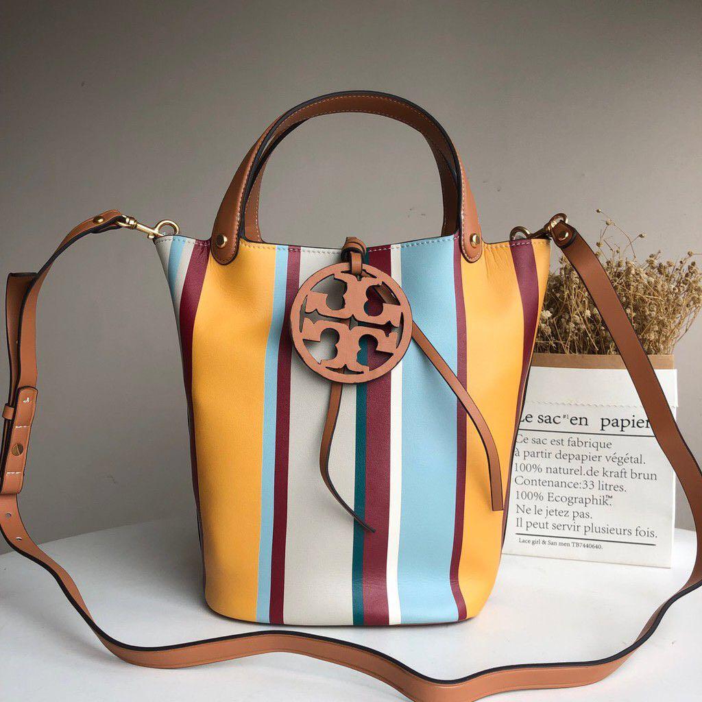 Tory Burch Miller Stripe Bucket Bag - Yellow Bucket Bags, Handbags -  WTO227605