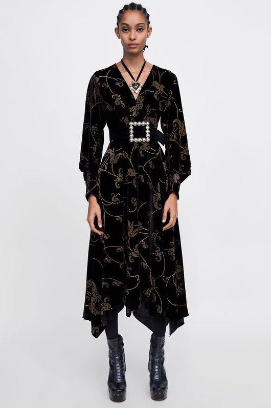 Zara velvet effect clearance dress