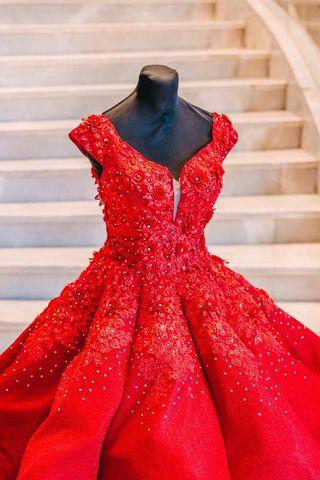 debut red gown