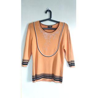 orange studded knit top (free size)