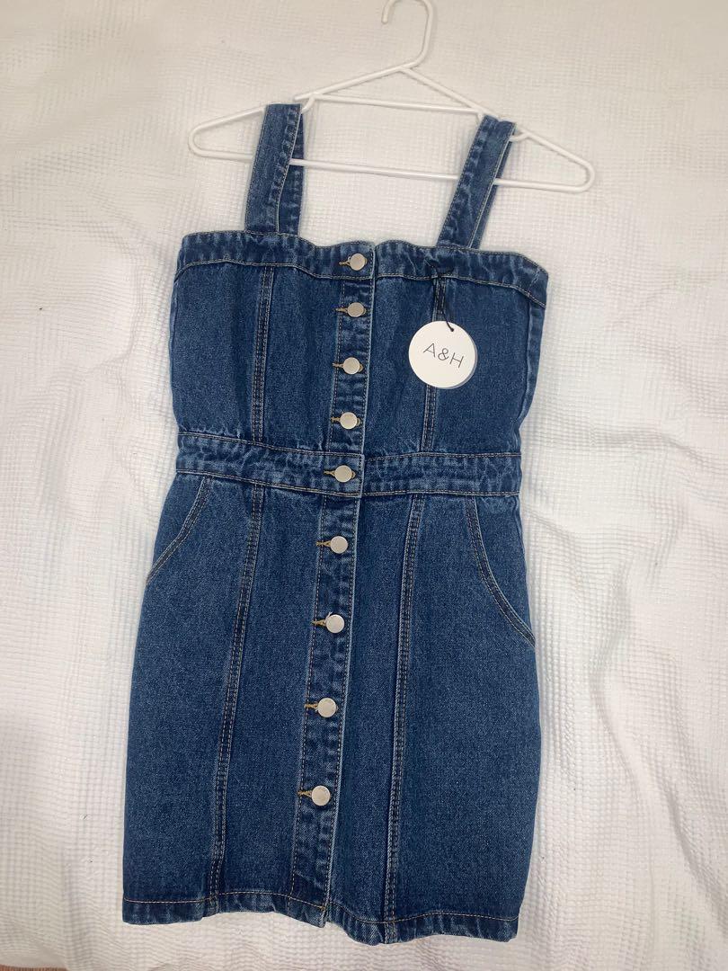 Atmos Here Diana Button Up Denim Dress Dark Denim Women S Fashion Clothes On Carousell