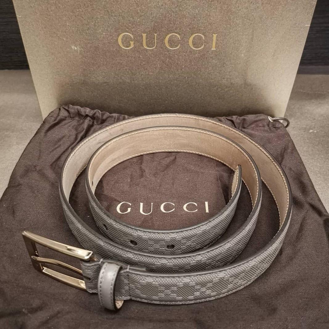 Authentic Gucci Leather Diamante Square Buckle Belt
