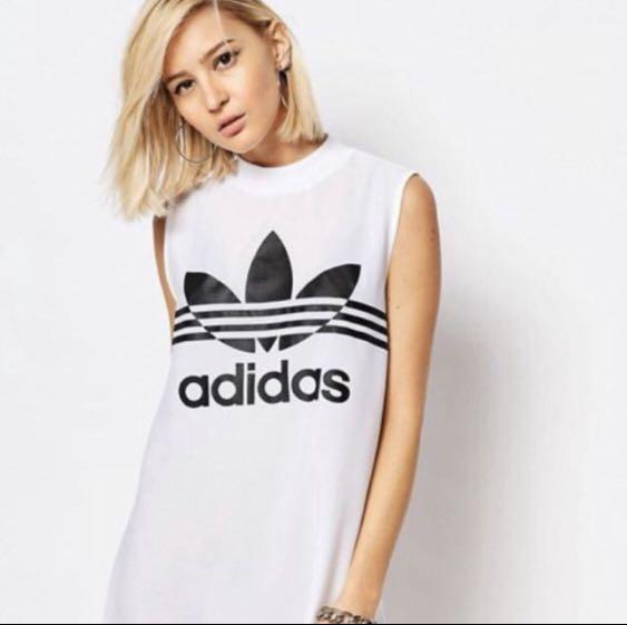 BNWT Adidas Originals High Neck Tunic Dress with Trefoil Logo UK8 Women s Fashion Tops Sleeveless on Carousell
